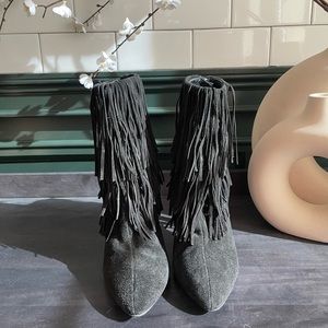 Zara Fringe Suede Booties (8)